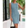 imageBTFBM Womens Short Bodycon Dress Summer 2025 Crewneck Sleeveless Knit Trendy Tight Fitted Wedding Going Out DressesLight Grey Blue