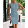 imageBTFBM Womens Short Bodycon Dress Summer 2025 Crewneck Sleeveless Knit Trendy Tight Fitted Wedding Going Out DressesLight Grey Blue
