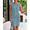 imageBTFBM Womens Short Bodycon Dress Summer 2025 Crewneck Sleeveless Knit Trendy Tight Fitted Wedding Going Out DressesLight Grey Blue