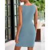imageBTFBM Womens Short Bodycon Dress Summer 2025 Crewneck Sleeveless Knit Trendy Tight Fitted Wedding Going Out DressesLight Grey Blue