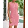imageBTFBM Womens Short Bodycon Dress Summer 2025 Crewneck Sleeveless Knit Trendy Tight Fitted Wedding Going Out DressesPink