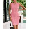 imageBTFBM Womens Short Bodycon Dress Summer 2025 Crewneck Sleeveless Knit Trendy Tight Fitted Wedding Going Out DressesPink