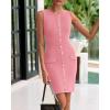 imageBTFBM Womens Short Bodycon Dress Summer 2025 Crewneck Sleeveless Knit Trendy Tight Fitted Wedding Going Out DressesPink