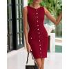 imageBTFBM Womens Short Bodycon Dress Summer 2025 Crewneck Sleeveless Knit Trendy Tight Fitted Wedding Going Out DressesWine Red