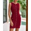 imageBTFBM Womens Short Bodycon Dress Summer 2025 Crewneck Sleeveless Knit Trendy Tight Fitted Wedding Going Out DressesWine Red