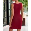 imageBTFBM Womens Short Bodycon Dress Summer 2025 Crewneck Sleeveless Knit Trendy Tight Fitted Wedding Going Out DressesWine Red