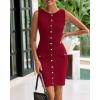 imageBTFBM Womens Short Bodycon Dress Summer 2025 Crewneck Sleeveless Knit Trendy Tight Fitted Wedding Going Out DressesWine Red