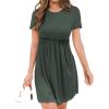 imageBTFBM Summer Dresses for Women 2025 Casual Spring Ribbed Knit Crewneck Short Sleeve Swing Vacation Beach Mini DressArmy Green