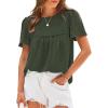 imageBTFBM Womens 2025 Summer Tops Swiss Dot Lace Crochet Crewneck Short Sleeve Casual Cute Shirts Boho BlousesArmy Green