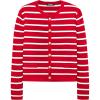 imageBTFBM Womens Cardigans Sweater 2024 Fall Striped Long Sleeve Button Down Crop Open Front Knit Outerwear Deco PocketsStriped Red White
