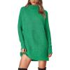 imageBTFBM Womens Casual Knit Long Pullover Sweaters Tops Mock Neck Long Sleeve Oversized Fall Winter Sweater Dresses 2024Solid Green