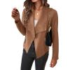 imageBTFBM Womens Faux Suede Jackets Dressy Spring Summer Clothes 2025 Lapel Long Sleeve Open Front Cropped Outerwear CoatsSolid Camel