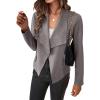 imageBTFBM Womens Faux Suede Jackets Dressy Spring Summer Clothes 2025 Lapel Long Sleeve Open Front Cropped Outerwear CoatsSolid Grey