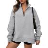 imageBTFBM Womens Quarter Zip Sweatshirt 2024 Fall Spring Oversized Casual Long Sleeve Workout Pullover Y2K ClothesSolid Grey