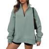 imageBTFBM Womens Quarter Zip Sweatshirt 2024 Fall Spring Oversized Casual Long Sleeve Workout Pullover Y2K ClothesSolid Grey Green
