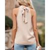 imageBTFBM 2024 Women Summer Sleeveless Tie Mock Neck Halter Tops Casual Bow Loose Tank Top Lightweight Dressy Blouse ShirtsSolid Apricot