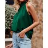 imageBTFBM 2024 Women Summer Sleeveless Tie Mock Neck Halter Tops Casual Bow Loose Tank Top Lightweight Dressy Blouse ShirtsSolid Dark Green