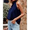 imageBTFBM 2024 Women Summer Sleeveless Tie Mock Neck Halter Tops Casual Bow Loose Tank Top Lightweight Dressy Blouse ShirtsSolid Navy