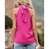 imageBTFBM 2024 Women Summer Sleeveless Tie Mock Neck Halter Tops Casual Bow Loose Tank Top Lightweight Dressy Blouse ShirtsSolid Rose Pink