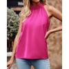 imageBTFBM 2024 Women Summer Sleeveless Tie Mock Neck Halter Tops Casual Bow Loose Tank Top Lightweight Dressy Blouse ShirtsSolid Rose Pink