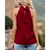 imageBTFBM 2024 Women Summer Sleeveless Tie Mock Neck Halter Tops Casual Bow Loose Tank Top Lightweight Dressy Blouse ShirtsSolid Wine Red