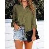 imageBTFBM Button Down Satin Blouses for Women Dressy Casual Lapel V Neck Long Sleeve Shirts Loose Business Work Tops 2024Leopard Army Green