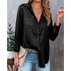 imageBTFBM Button Down Satin Blouses for Women Dressy Casual Lapel V Neck Long Sleeve Shirts Loose Business Work Tops 2024Leopard Black