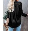 imageBTFBM Button Down Satin Blouses for Women Dressy Casual Lapel V Neck Long Sleeve Shirts Loose Business Work Tops 2024Leopard Black
