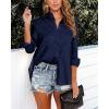imageBTFBM Button Down Satin Blouses for Women Dressy Casual Lapel V Neck Long Sleeve Shirts Loose Business Work Tops 2024Leopard Navy