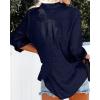 imageBTFBM Button Down Satin Blouses for Women Dressy Casual Lapel V Neck Long Sleeve Shirts Loose Business Work Tops 2024Leopard Navy