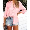 imageBTFBM Button Down Satin Blouses for Women Dressy Casual Lapel V Neck Long Sleeve Shirts Loose Business Work Tops 2024Leopard Pink
