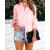 imageBTFBM Button Down Satin Blouses for Women Dressy Casual Lapel V Neck Long Sleeve Shirts Loose Business Work Tops 2024Leopard Pink