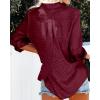 imageBTFBM Button Down Satin Blouses for Women Dressy Casual Lapel V Neck Long Sleeve Shirts Loose Business Work Tops 2024Leopard Wine Red