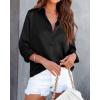 imageBTFBM Button Down Satin Blouses for Women Dressy Casual Lapel V Neck Long Sleeve Shirts Loose Business Work Tops 2024Solid Black