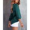 imageBTFBM Button Down Satin Blouses for Women Dressy Casual Lapel V Neck Long Sleeve Shirts Loose Business Work Tops 2024Solid Dark Green