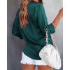 imageBTFBM Button Down Satin Blouses for Women Dressy Casual Lapel V Neck Long Sleeve Shirts Loose Business Work Tops 2024Solid Dark Green