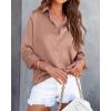 imageBTFBM Button Down Satin Blouses for Women Dressy Casual Lapel V Neck Long Sleeve Shirts Loose Business Work Tops 2024Solid Khaki