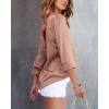 imageBTFBM Button Down Satin Blouses for Women Dressy Casual Lapel V Neck Long Sleeve Shirts Loose Business Work Tops 2024Solid Khaki