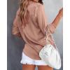 imageBTFBM Button Down Satin Blouses for Women Dressy Casual Lapel V Neck Long Sleeve Shirts Loose Business Work Tops 2024Solid Khaki