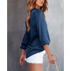 imageBTFBM Button Down Satin Blouses for Women Dressy Casual Lapel V Neck Long Sleeve Shirts Loose Business Work Tops 2024Solid Navy