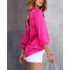 imageBTFBM Button Down Satin Blouses for Women Dressy Casual Lapel V Neck Long Sleeve Shirts Loose Business Work Tops 2024Solid Rose Red