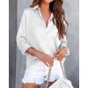 imageBTFBM Button Down Satin Blouses for Women Dressy Casual Lapel V Neck Long Sleeve Shirts Loose Business Work Tops 2024Solid White