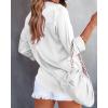 imageBTFBM Button Down Satin Blouses for Women Dressy Casual Lapel V Neck Long Sleeve Shirts Loose Business Work Tops 2024Solid White