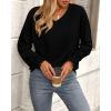 imageBTFBM Long Sleeve Shirts for Women Dressy Casual Loose V Neck Smocked Puff Sleeve Tops Blouses Fall Clothes 2024Black