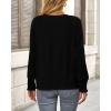 imageBTFBM Long Sleeve Shirts for Women Dressy Casual Loose V Neck Smocked Puff Sleeve Tops Blouses Fall Clothes 2024Black
