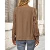 imageBTFBM Long Sleeve Shirts for Women Dressy Casual Loose V Neck Smocked Puff Sleeve Tops Blouses Fall Clothes 2024Khaki