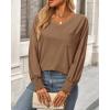 imageBTFBM Long Sleeve Shirts for Women Dressy Casual Loose V Neck Smocked Puff Sleeve Tops Blouses Fall Clothes 2024Khaki