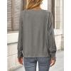 imageBTFBM Long Sleeve Shirts for Women Dressy Casual Loose V Neck Smocked Puff Sleeve Tops Blouses Fall Clothes 2024Light Grey