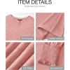 imageBTFBM Long Sleeve Shirts for Women Dressy Casual Loose V Neck Smocked Puff Sleeve Tops Blouses Fall Clothes 2024Pink
