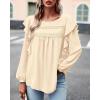 imageBTFBM Long Sleeve Swiss Dot Blouses for Women Dressy Casual Spring Fall Crewneck Boho Western Shirts Business Work TopsSolid Beige